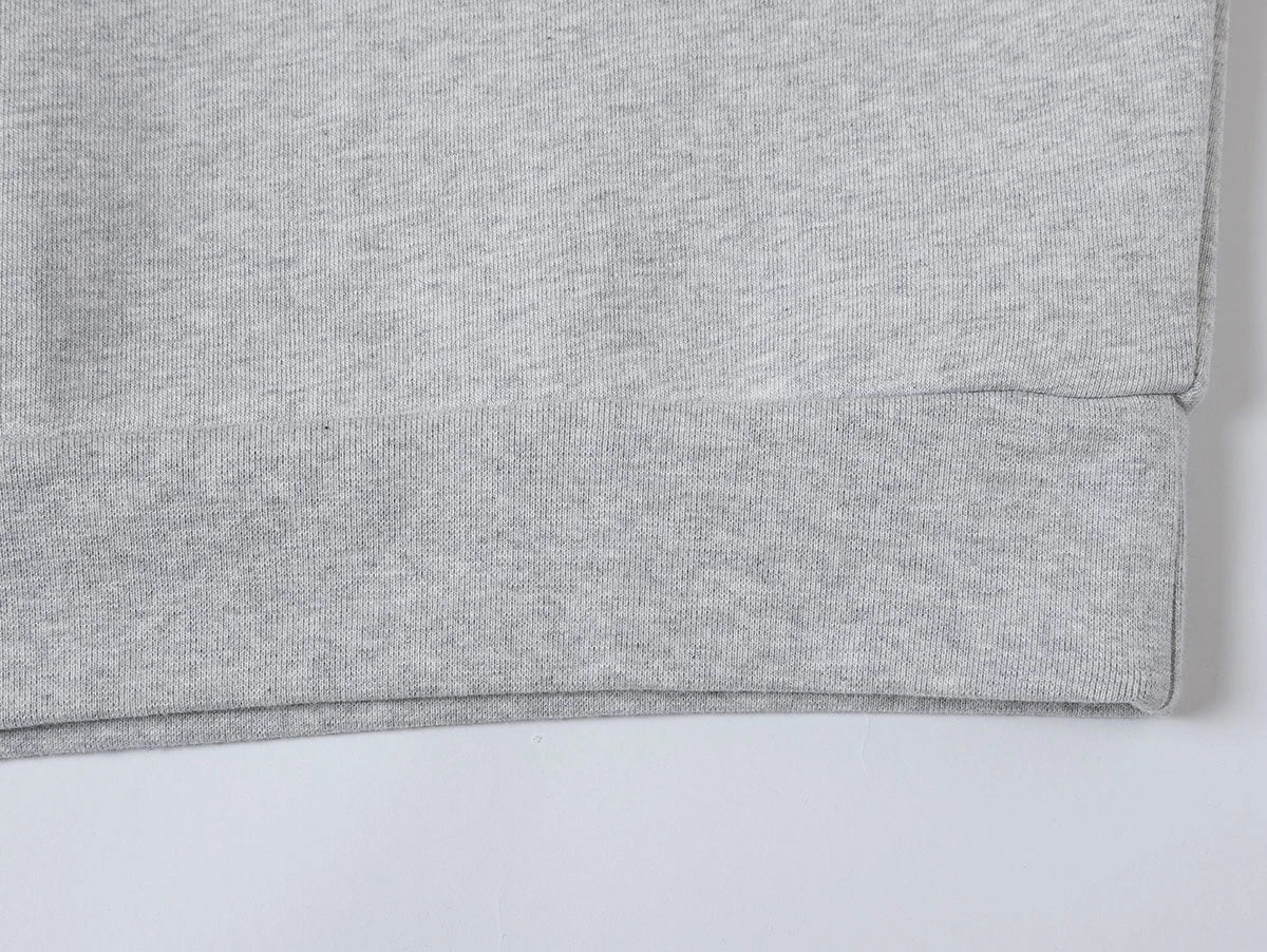 630 GSM BOXY CROPPED FIT QUARTER-ZIP 'FLOWER GRAY’ SWEATER