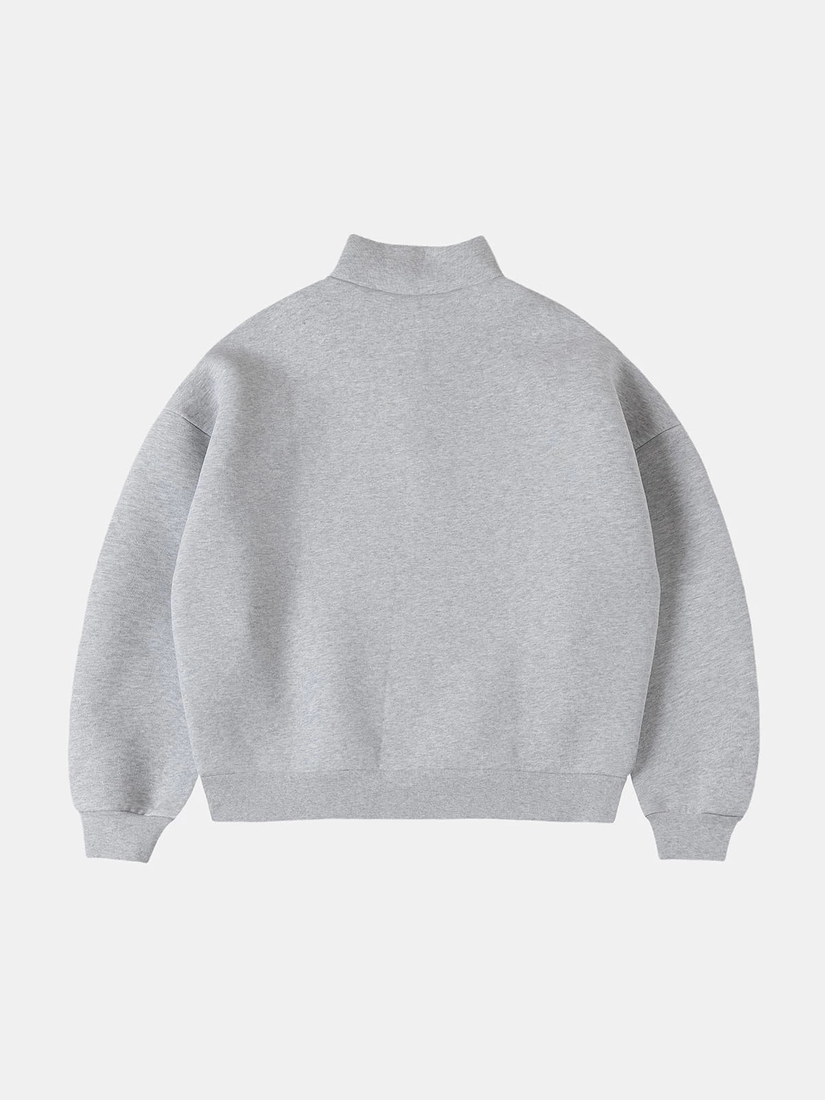 630 GSM BOXY CROPPED FIT QUARTER-ZIP 'FLOWER GRAY’ SWEATER