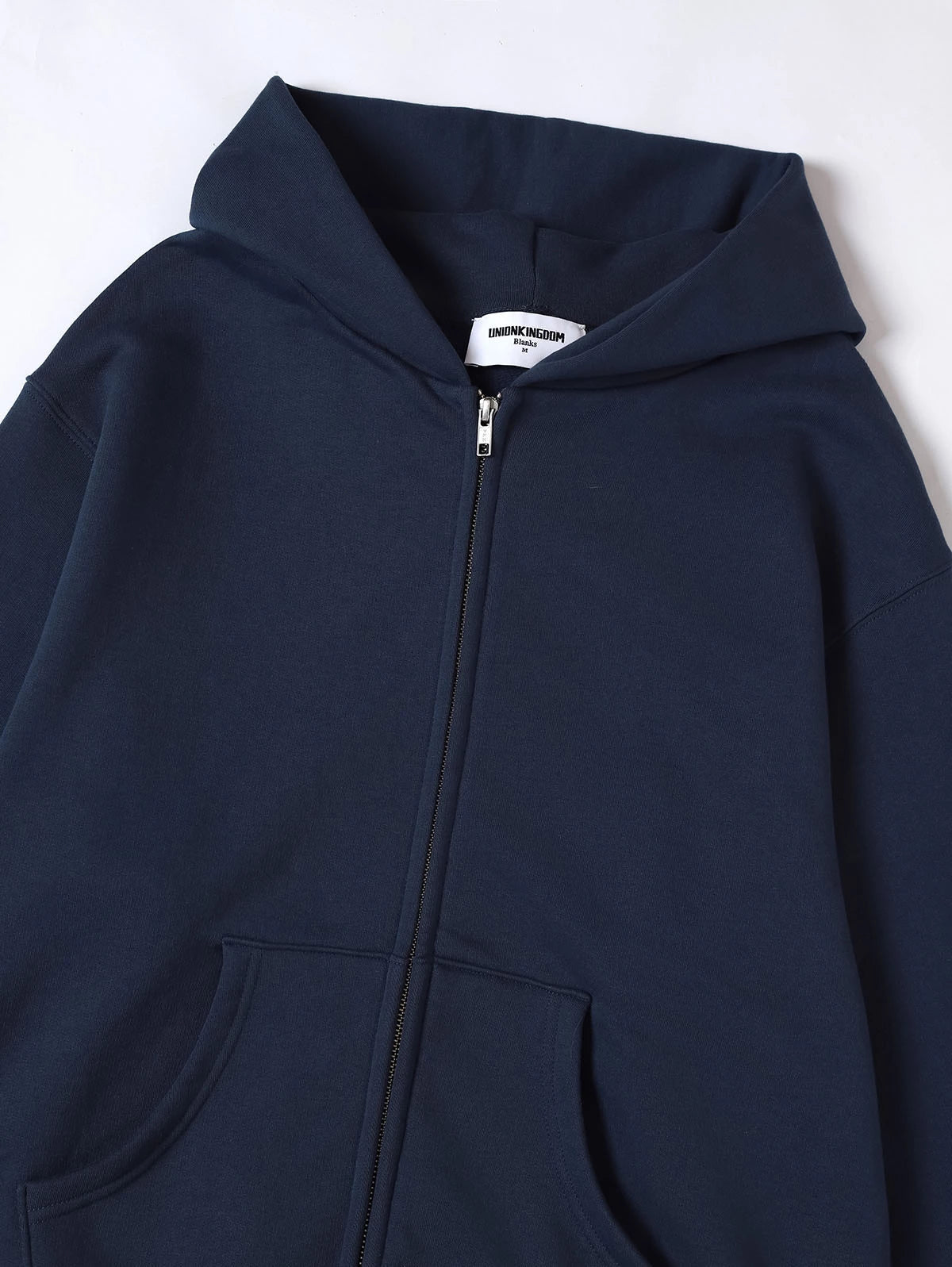 480 GSM  FLEECE CROPPED FIT 'NAVY BLUE' ZIP-UP HOODIE