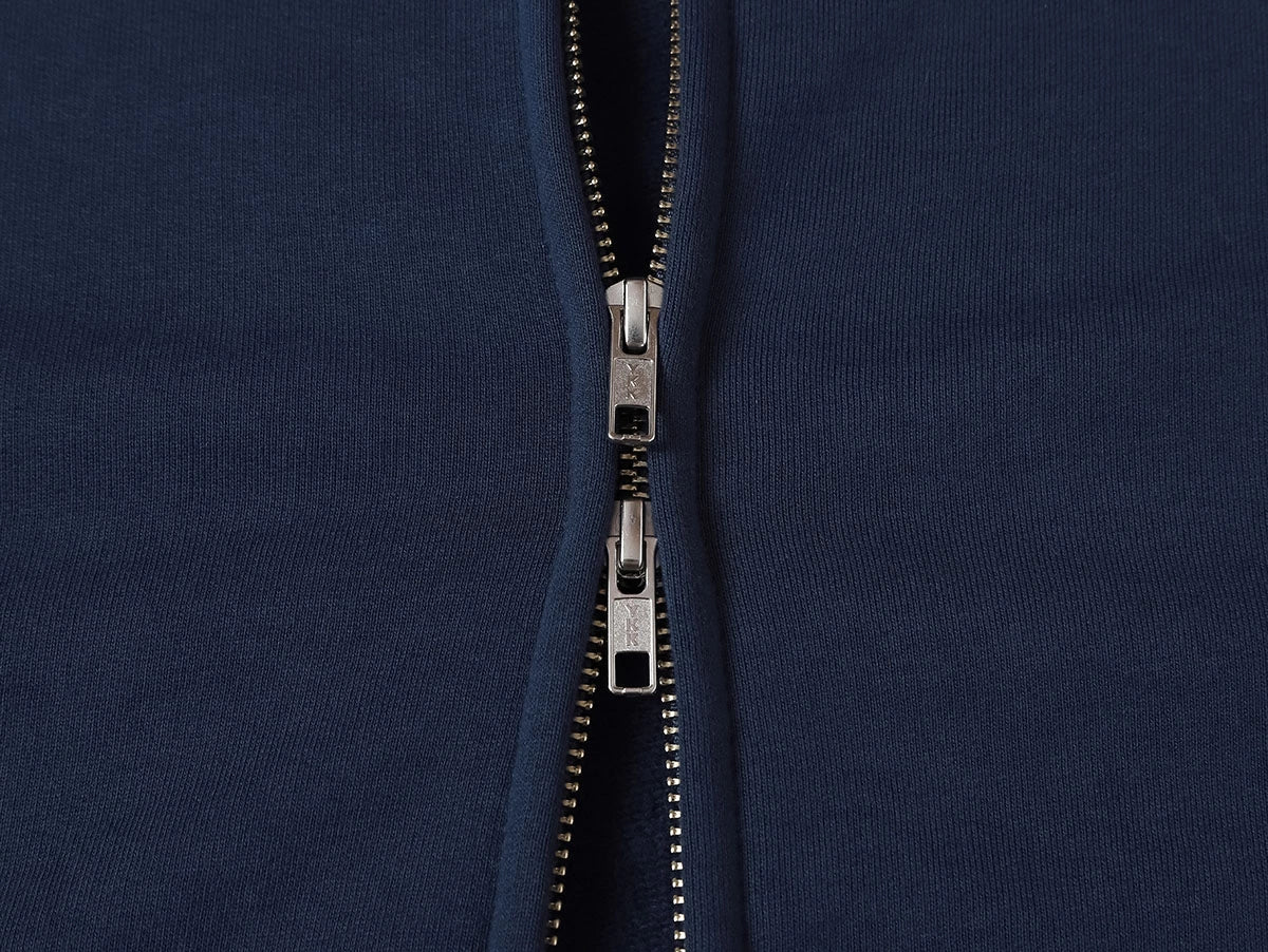 480 GSM  FLEECE CROPPED FIT 'NAVY BLUE' ZIP-UP HOODIE