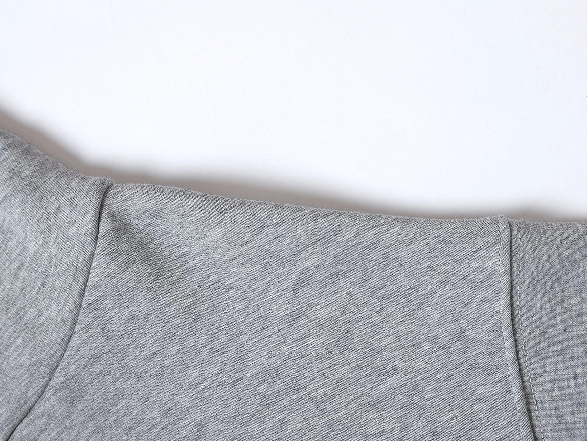 480 GSM  FLEECE CROPPED FIT 'FLOWER GRAY' ZIP-UP HOODIE