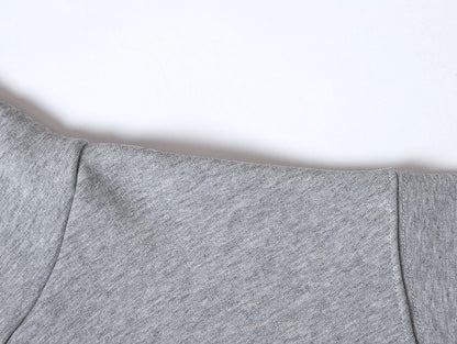 480 GSM  FLEECE CROPPED FIT 'FLOWER GRAY' ZIP-UP HOODIE