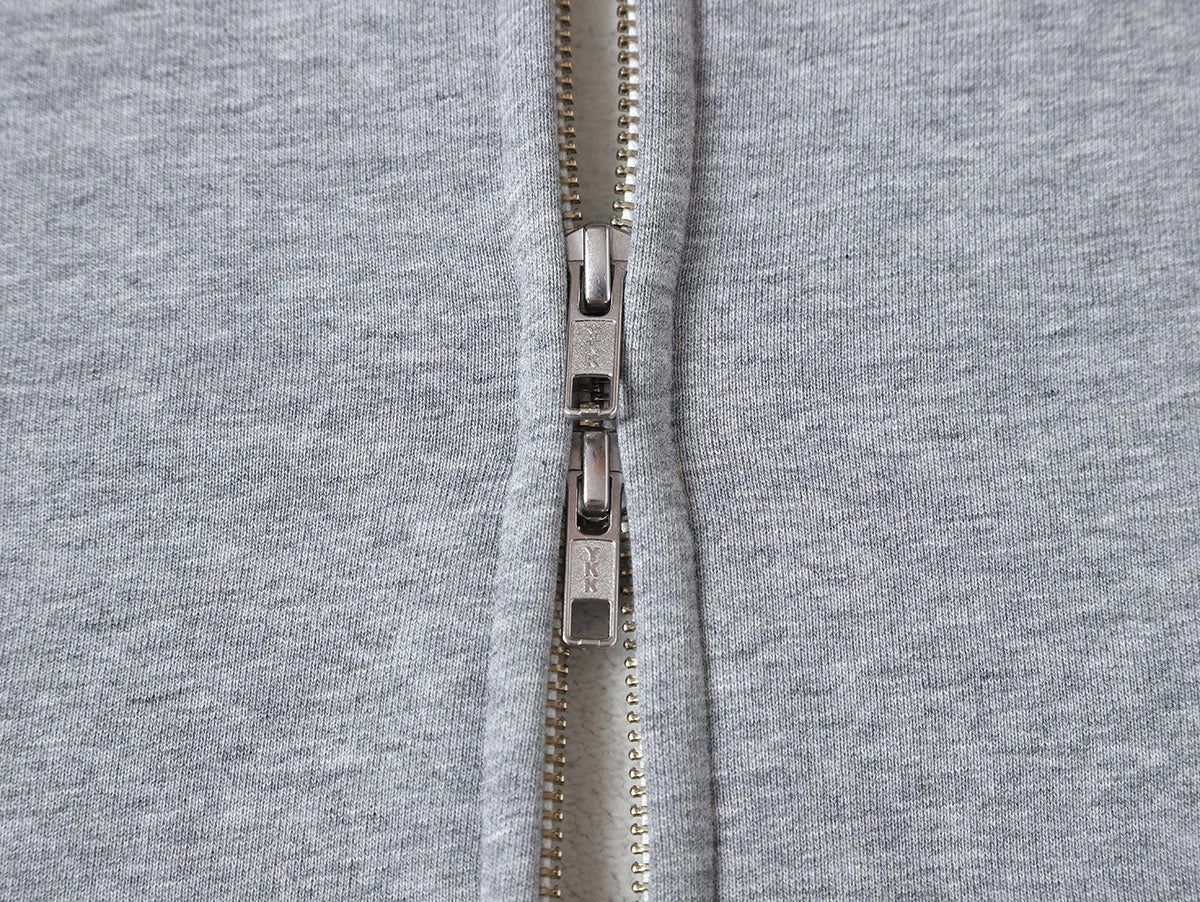 480 GSM  FLEECE CROPPED FIT 'FLOWER GRAY' ZIP-UP HOODIE
