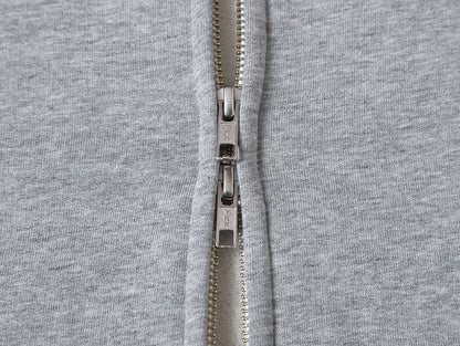 480 GSM  FLEECE CROPPED FIT 'FLOWER GRAY' ZIP-UP HOODIE