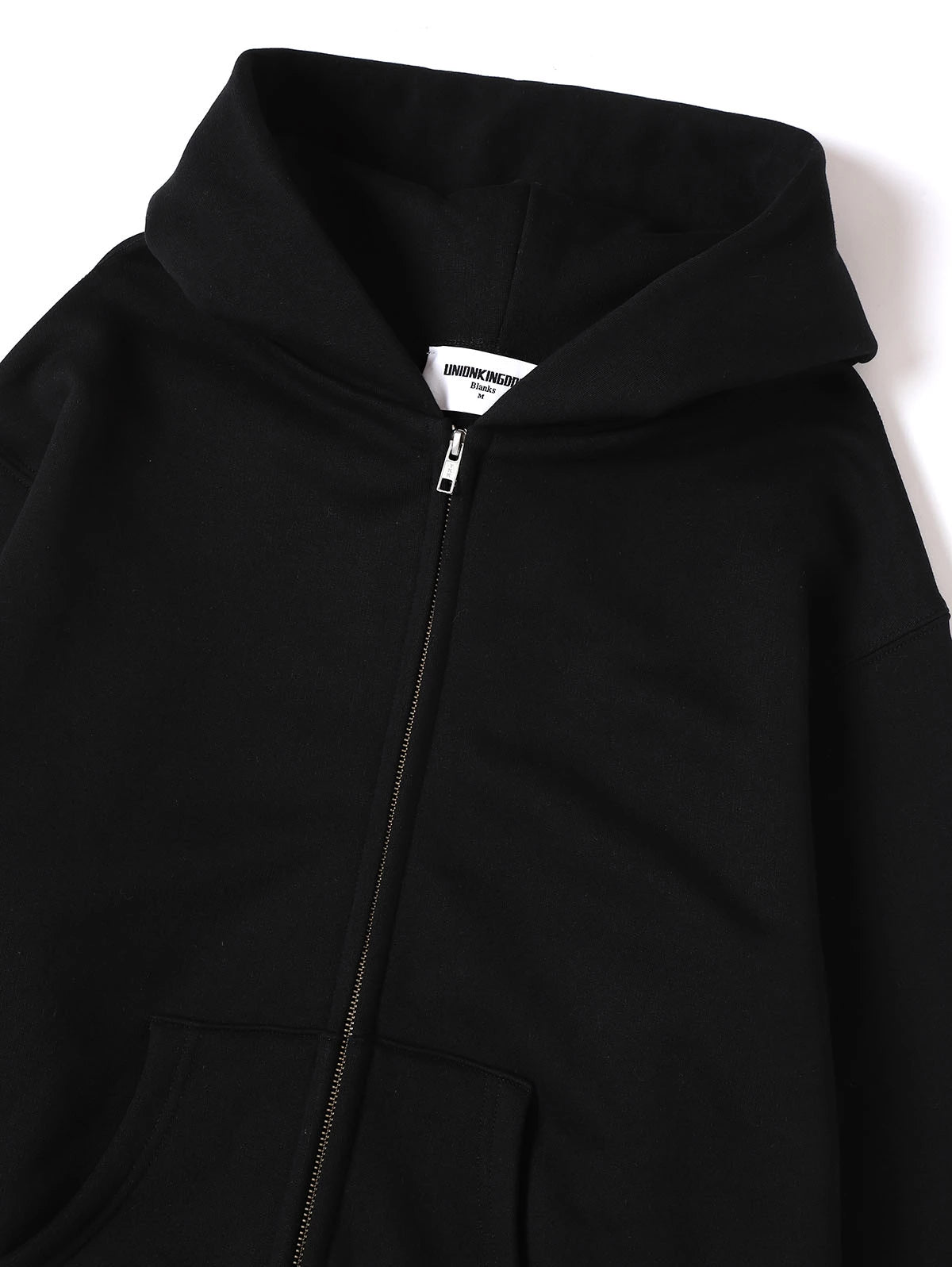 480 GSM  FLEECE CROPPED FIT 'BLACK' ZIP-UP HOODIE
