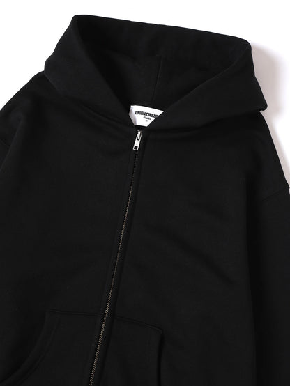 480 GSM  FLEECE CROPPED FIT 'BLACK' ZIP-UP HOODIE