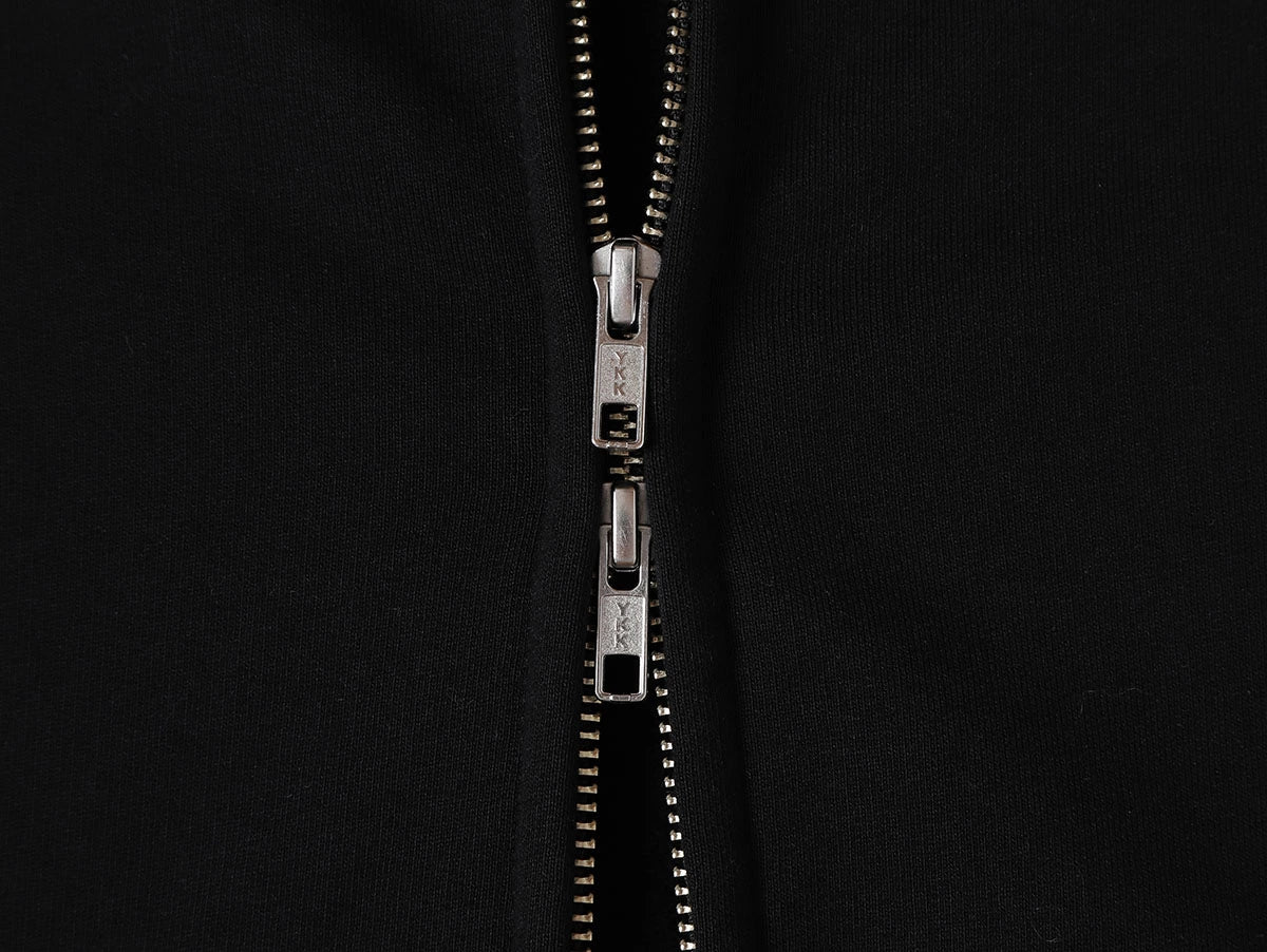 480 GSM  FLEECE CROPPED FIT 'BLACK' ZIP-UP HOODIE