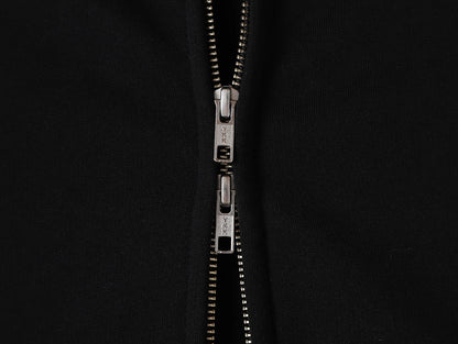 480 GSM  FLEECE CROPPED FIT 'BLACK' ZIP-UP HOODIE
