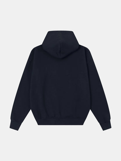 520 GSM BOXY CROPPED FIT ’NAVY BLUE' ZIP-UP HOODIE