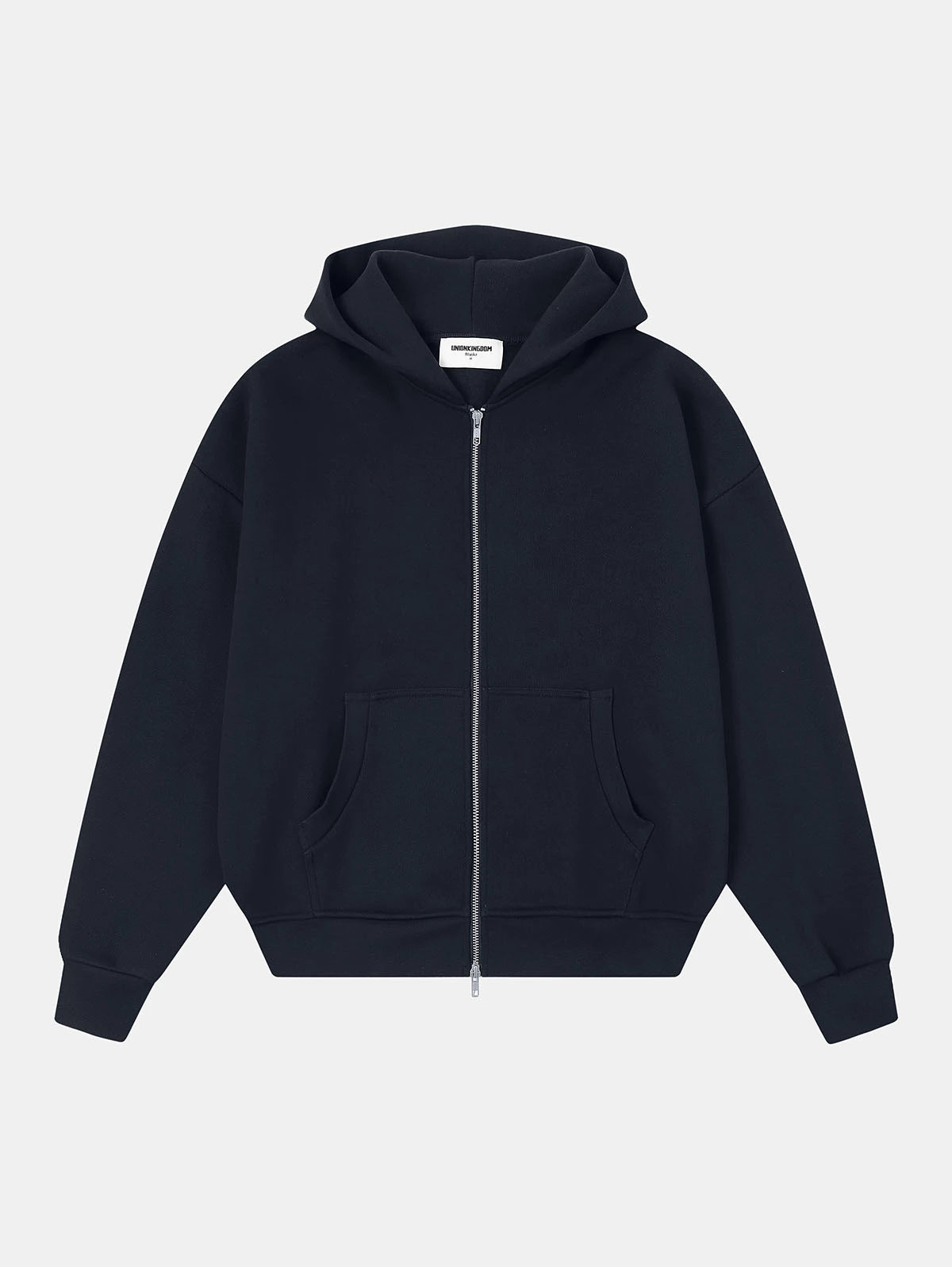 520 GSM BOXY CROPPED FIT ’NAVY BLUE' ZIP-UP HOODIE