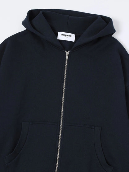 520 GSM BOXY CROPPED FIT ’NAVY BLUE' ZIP-UP HOODIE