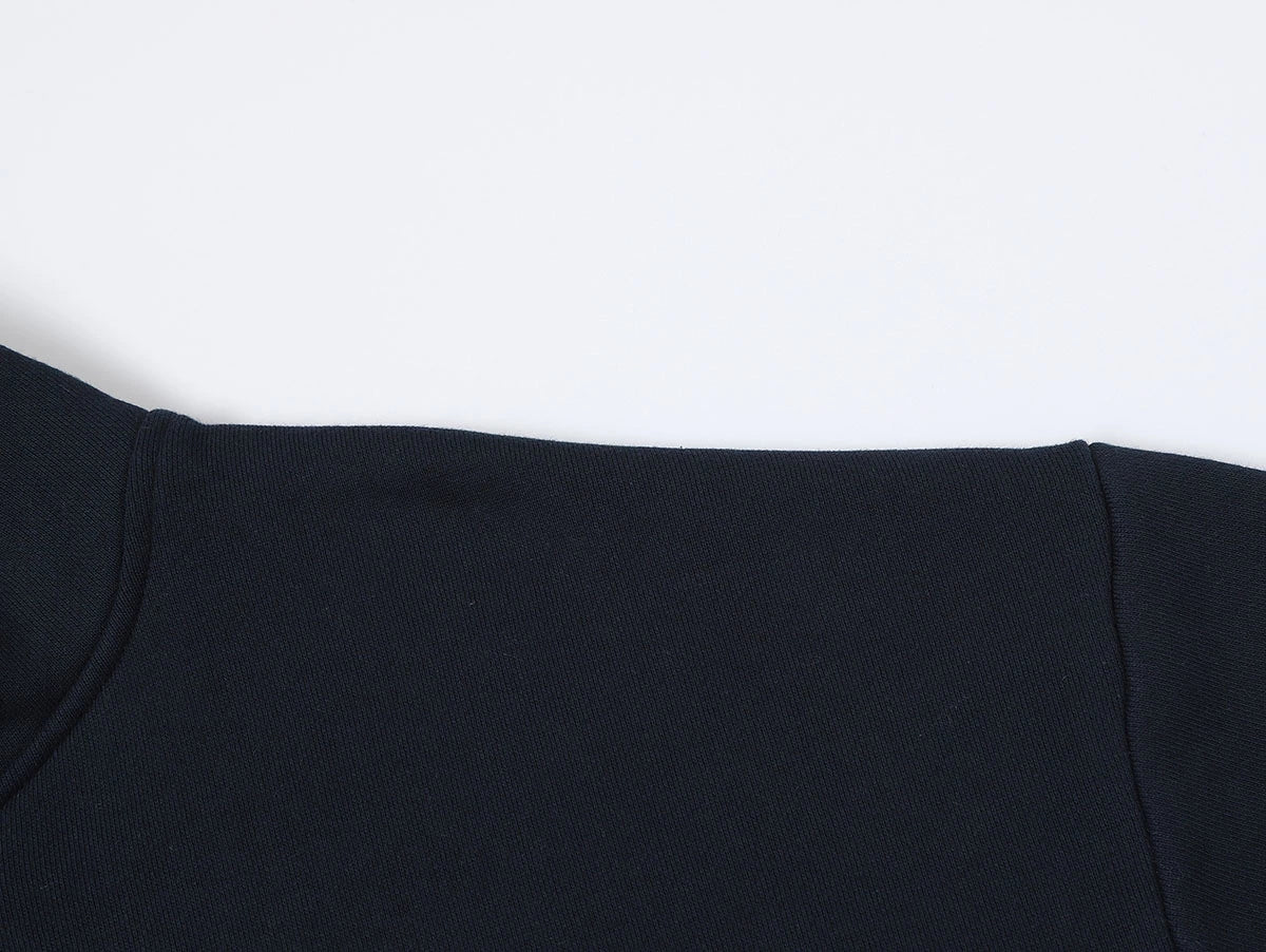 520 GSM BOXY CROPPED FIT ’NAVY BLUE' ZIP-UP HOODIE