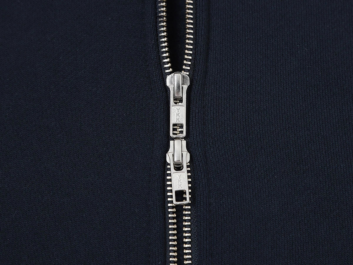 520 GSM BOXY CROPPED FIT ’NAVY BLUE' ZIP-UP HOODIE