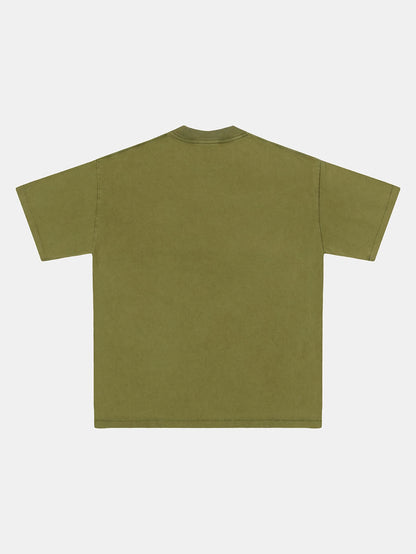 250 GSM LOOSE FIT 'WASHED MOSS GREEN' T-SHIRT