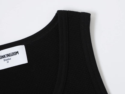 360 GSM WAFFLE WEAVE 'BLACK' TANK
