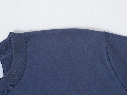 320 GSM BOXY CROPPED 'WASHED BLUE' WASHED T-SHIRT
