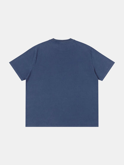 320 GSM BOXY CROPPED 'WASHED BLUE' WASHED T-SHIRT
