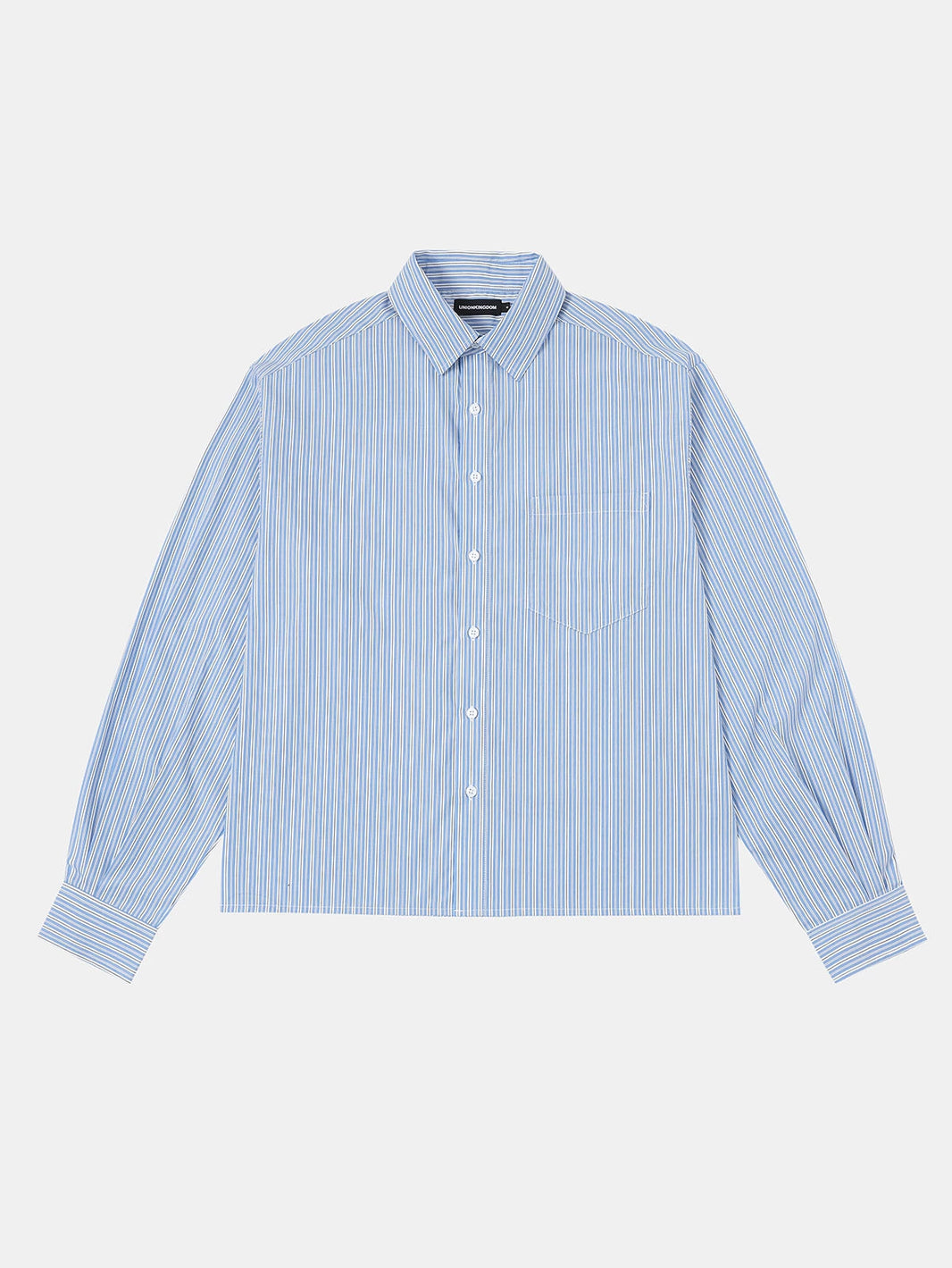 BOXY CROPPED 'BLUE' STRIPED LONG-SLEEVE SHIRT