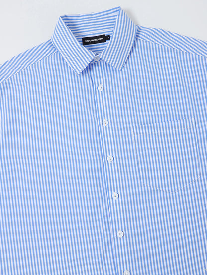 BOXY CROPPED 'BLUE' STRIPED SHIRT