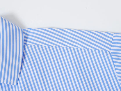 BOXY CROPPED 'BLUE' STRIPED SHIRT