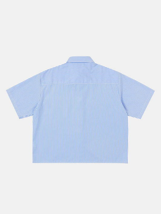 BOXY CROPPED 'BLUE' STRIPED SHIRT
