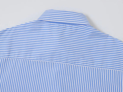 BOXY CROPPED 'BLUE' STRIPED SHIRT