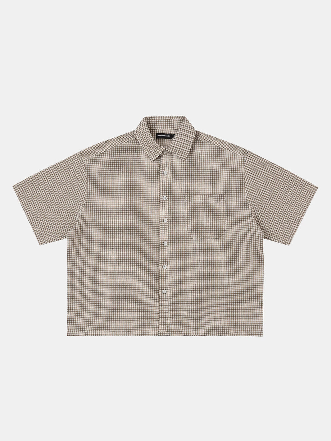 BOXY CROPPED FIT 'BEIGE' PLAID SHIRT