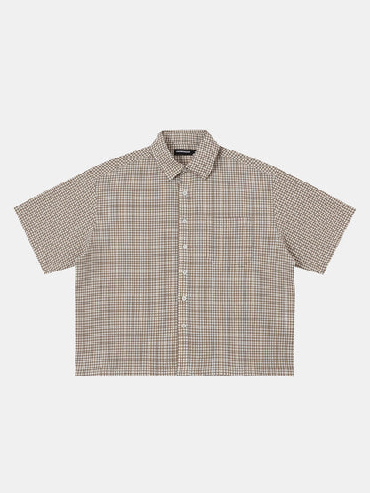 BOXY CROPPED FIT 'BEIGE' PLAID SHIRT