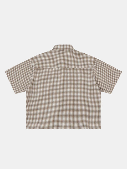 BOXY CROPPED FIT 'BEIGE' PLAID SHIRT