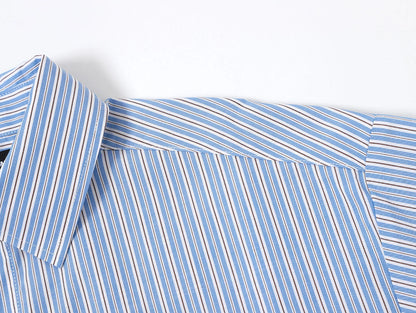 BOXY CROPPED 'BLUE' STRIPED LONG-SLEEVE SHIRT
