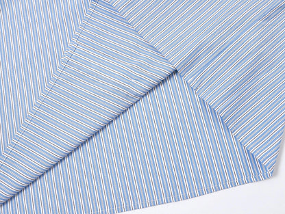 BOXY CROPPED 'BLUE' STRIPED LONG-SLEEVE SHIRT