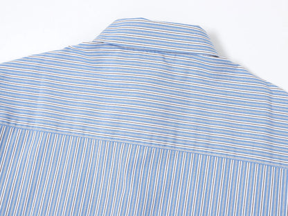 BOXY CROPPED 'BLUE' STRIPED LONG-SLEEVE SHIRT