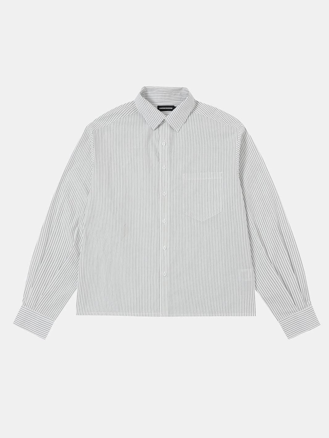 BOXY CROPPED 'WHITE' STRIPED LONG-SLEEVE SHIRT