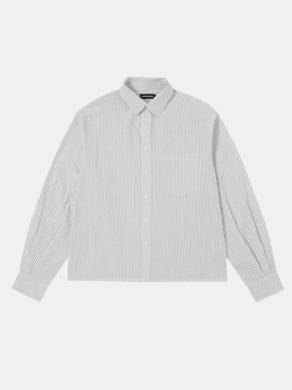 BOXY CROPPED 'WHITE' STRIPED LONG-SLEEVE SHIRT