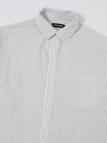 BOXY CROPPED 'WHITE' STRIPED LONG-SLEEVE SHIRT