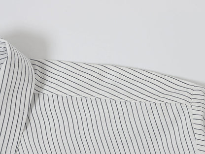 BOXY CROPPED 'WHITE' STRIPED LONG-SLEEVE SHIRT