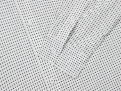 BOXY CROPPED 'WHITE' STRIPED LONG-SLEEVE SHIRT