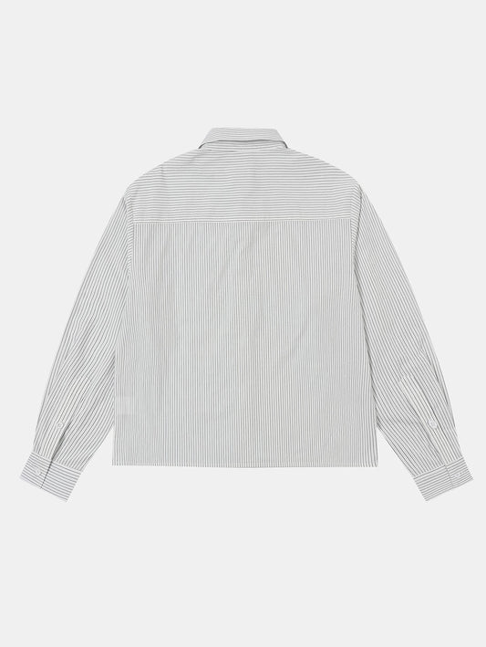 BOXY CROPPED 'WHITE' STRIPED LONG-SLEEVE SHIRT