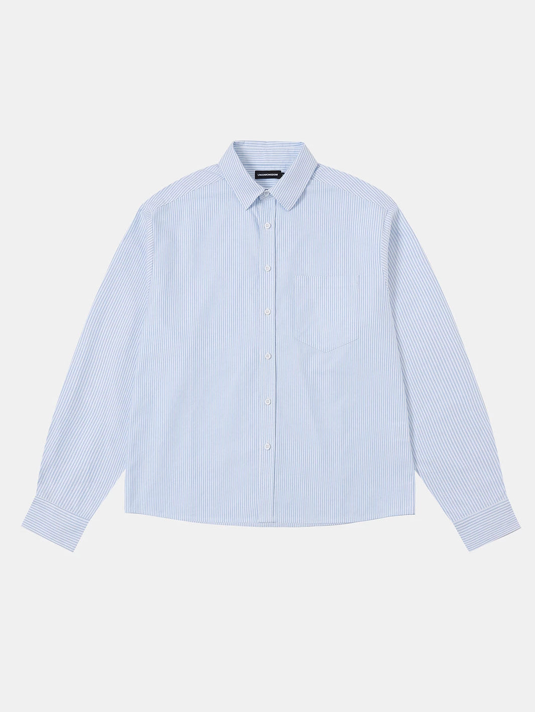 BOXY CROPPED 'PURE BLUE' STRIPED LONG-SLEEVE SHIRT