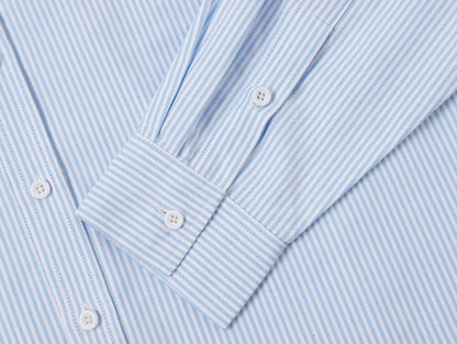 BOXY CROPPED 'PURE BLUE' STRIPED LONG-SLEEVE SHIRT