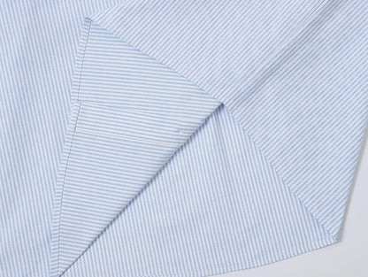 BOXY CROPPED 'PURE BLUE' STRIPED LONG-SLEEVE SHIRT