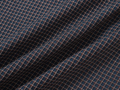 BOXY CROPPED FIT 'NAVY' PLAID SHIRT