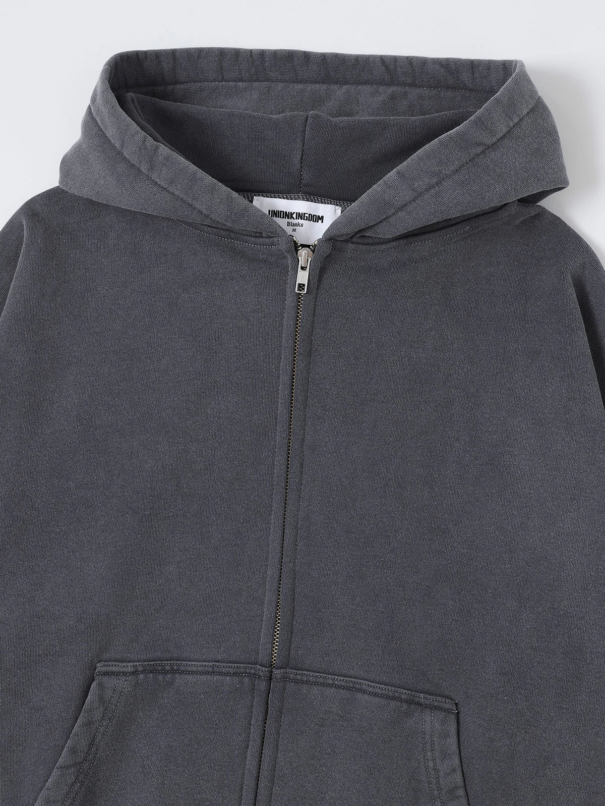 450 GSM BOXY CROPPED FIT 'WASHED GRAY' ZIP-UP HOODIE
