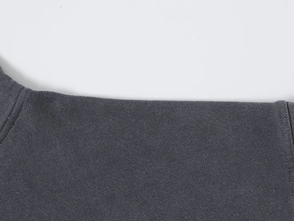 450 GSM BOXY CROPPED FIT 'WASHED GRAY' ZIP-UP HOODIE