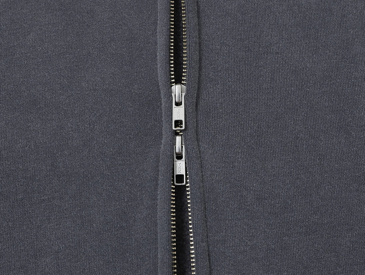 450 GSM BOXY CROPPED FIT 'WASHED GRAY' ZIP-UP HOODIE