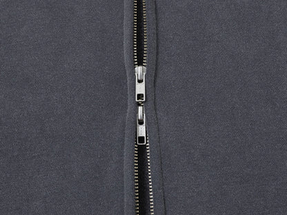 450 GSM BOXY CROPPED FIT 'WASHED GRAY' ZIP-UP HOODIE