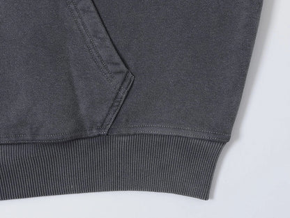 450 GSM BOXY CROPPED FIT 'WASHED GRAY' ZIP-UP HOODIE