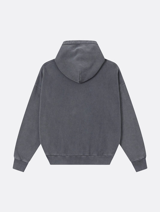 450 GSM BOXY CROPPED FIT 'WASHED GRAY' ZIP-UP HOODIE
