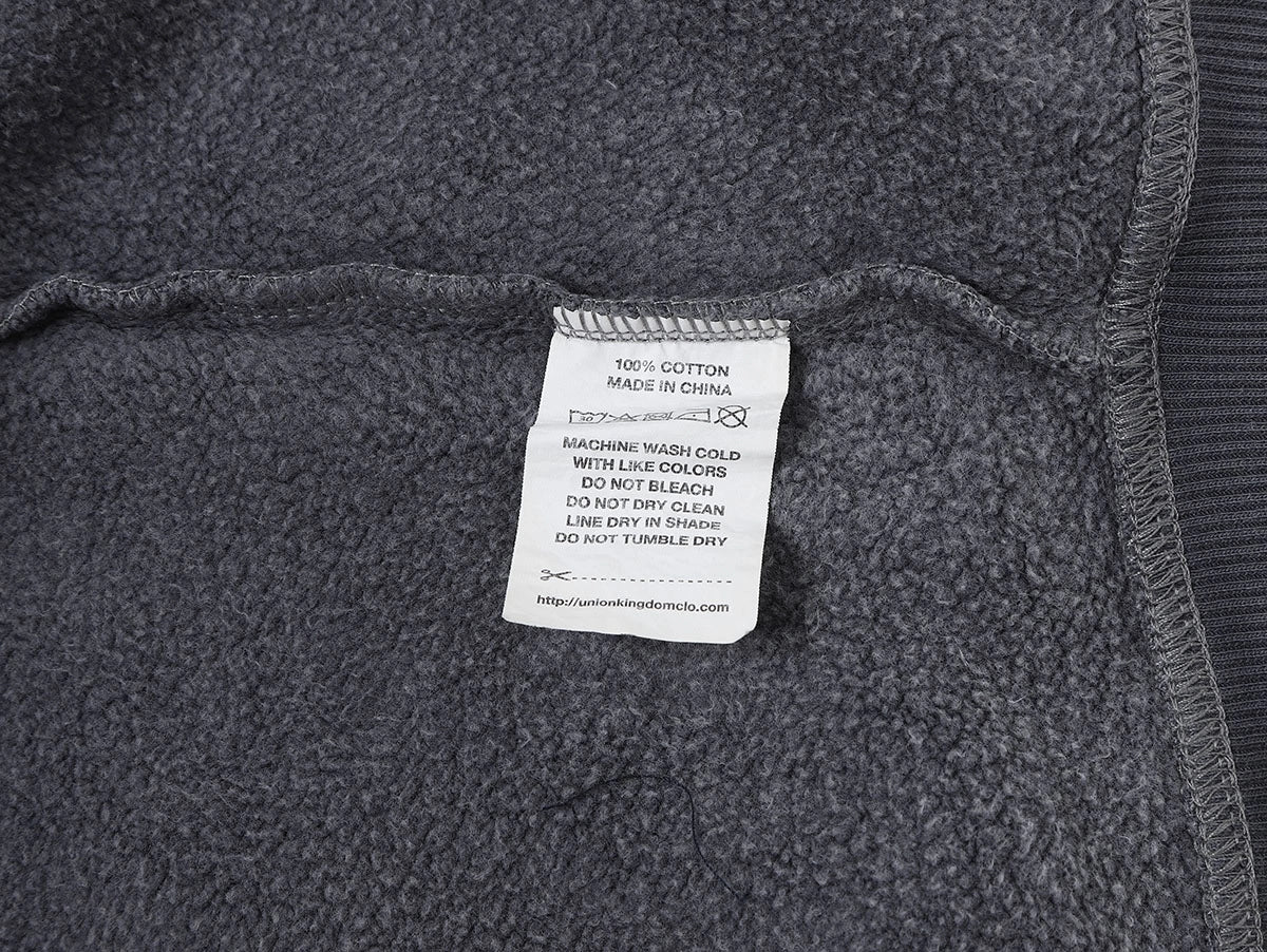 450 GSM BOXY CROPPED FIT 'WASHED GRAY' ZIP-UP HOODIE