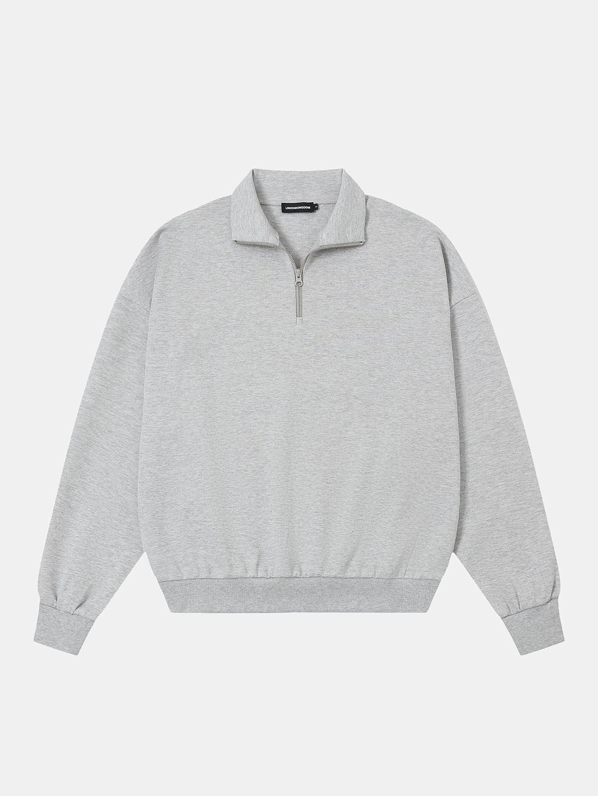 430 GSM  BOXY CROPPED FIT QUARTER-ZIP 'FLOWER GRAY' SWATERSHIRT